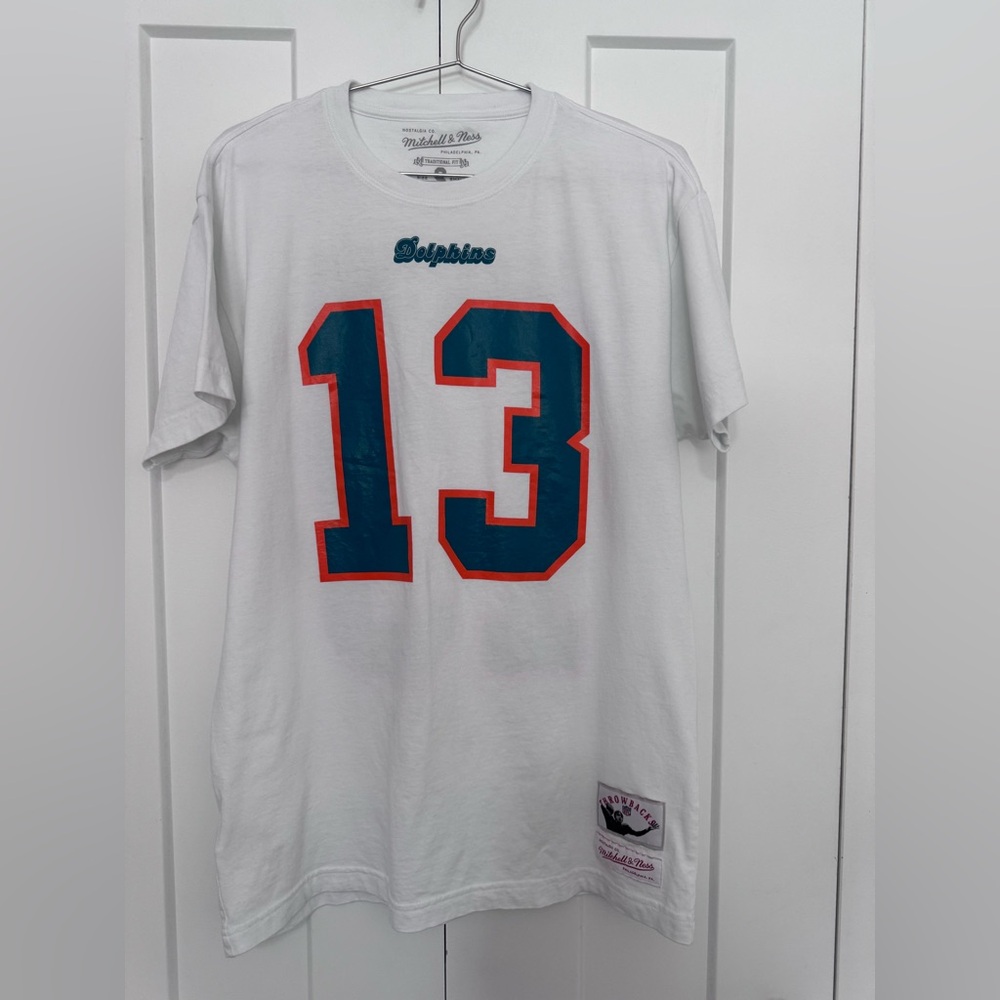 Mitchell & Ness White Dolphins Jersey with Blue and Orange Accents